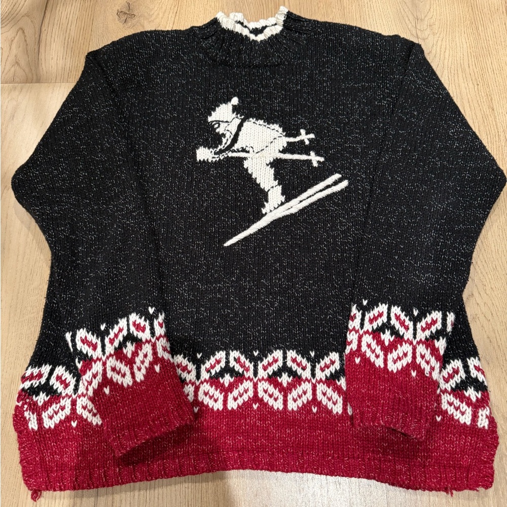 Vintage Christopher & Banks Ski Nordic Silk & Cotton Knit Sweater Size Medium